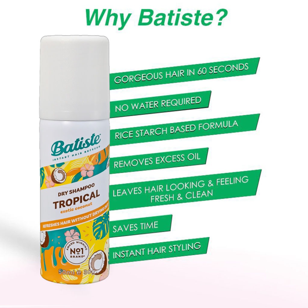 Batiste Instant Hair Refresh Dry Shampoo Tropical 50ml