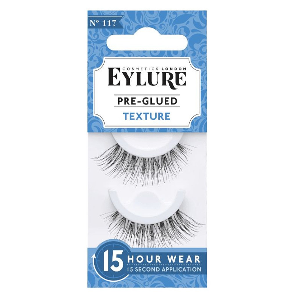 Eylure Pre-Glued False Eye Lashes 15H Wear - Texture No. 117, Pack of 1 pair