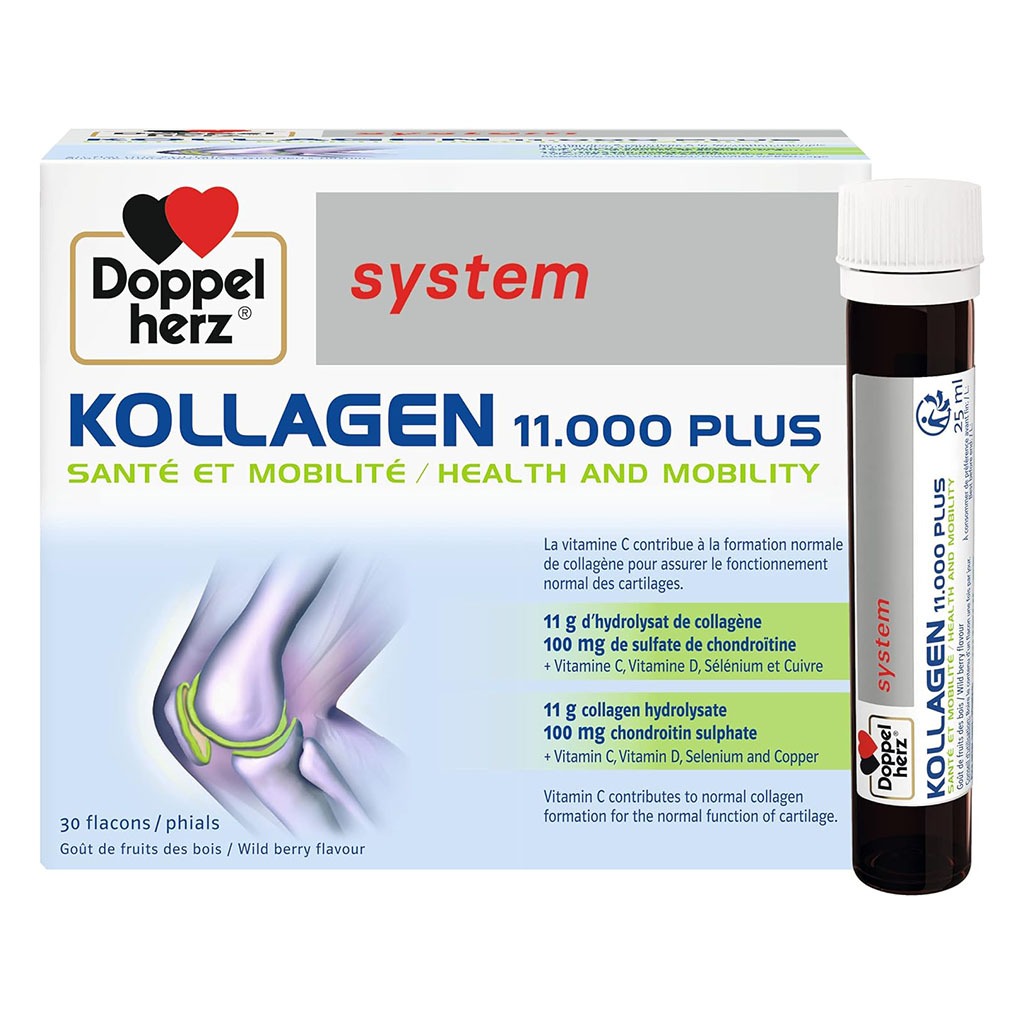 Doppelherz Kollagen 11.000 Plus Drinkable Collagen Supplement For Joint Health, Single Dose Phials, Pack of 30's