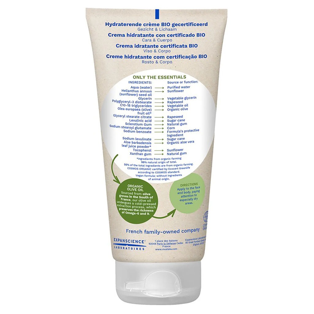 Mustela Bio Organic Hydrating Baby Cream For Face And Body 150ml