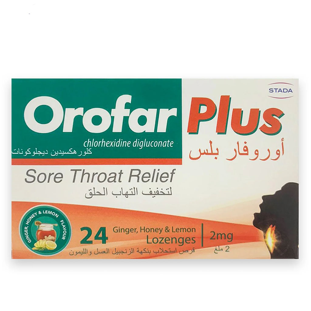 Orofar Plus Sore Throat Relief Lozenges, Ginger, Honey & Lemon Flavor, Pack of 24's