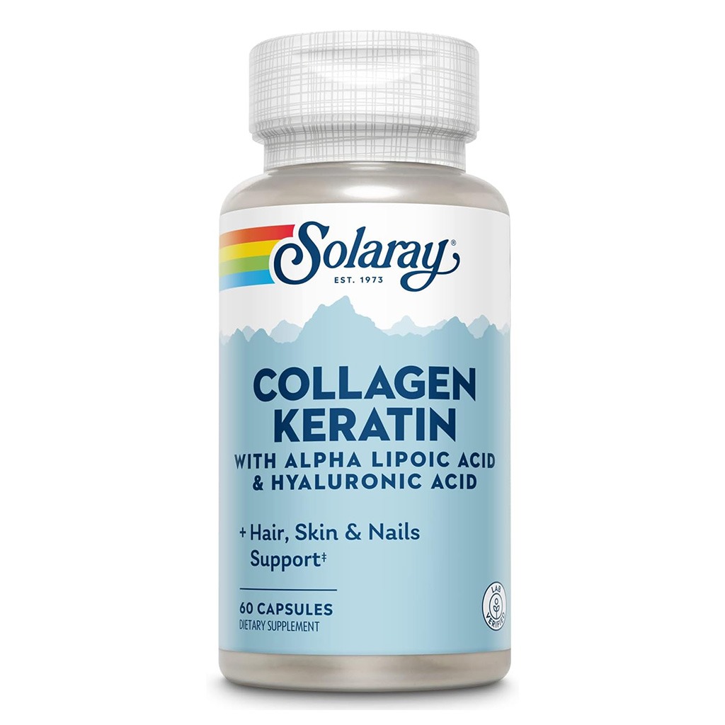 Solaray Collagen Keratin Capsules With Alpha Lipoic Acid & Hyaluronic Acid For Hair, Skin, & Nails, Pack of 60's