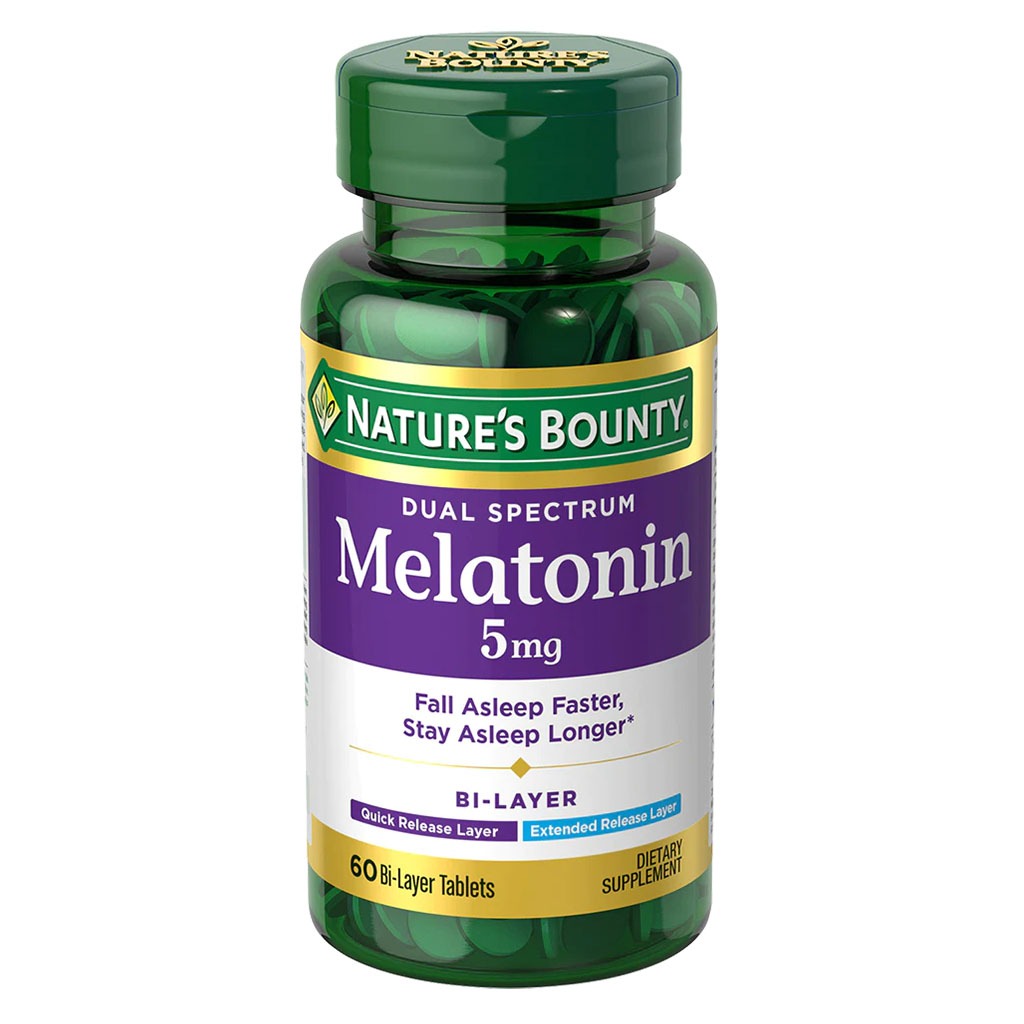 Nature's Bounty Dual Spectrum Melatonin 5mg Tablets For Sleep Support, Pack of 60's
