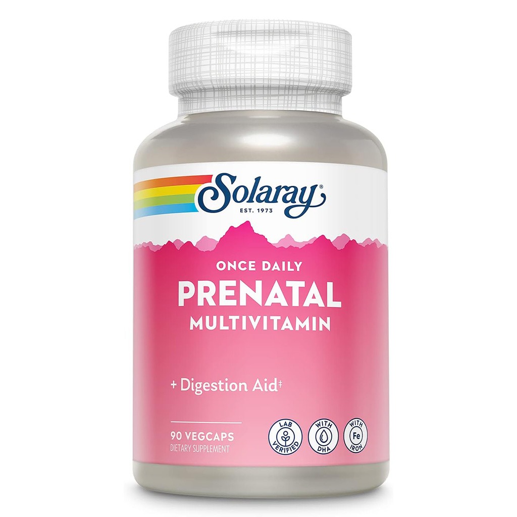 Solaray Once Daily Prenatal Multivitamin Veg Capsules With DHA & Iron, Pack of 90's