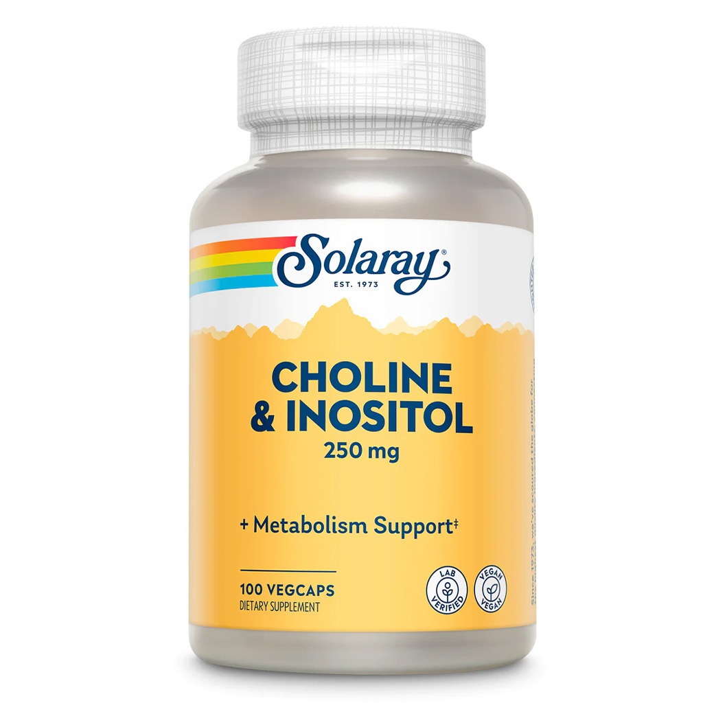 Solaray Choline & Inositol 250mg Veg Capsules To Support Metabolism, Pack of 100's