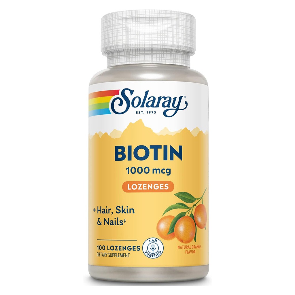 Solaray Biotin 1000mcg Lozenges For Healthy Hair, Skin & Nails, Pack of 100's