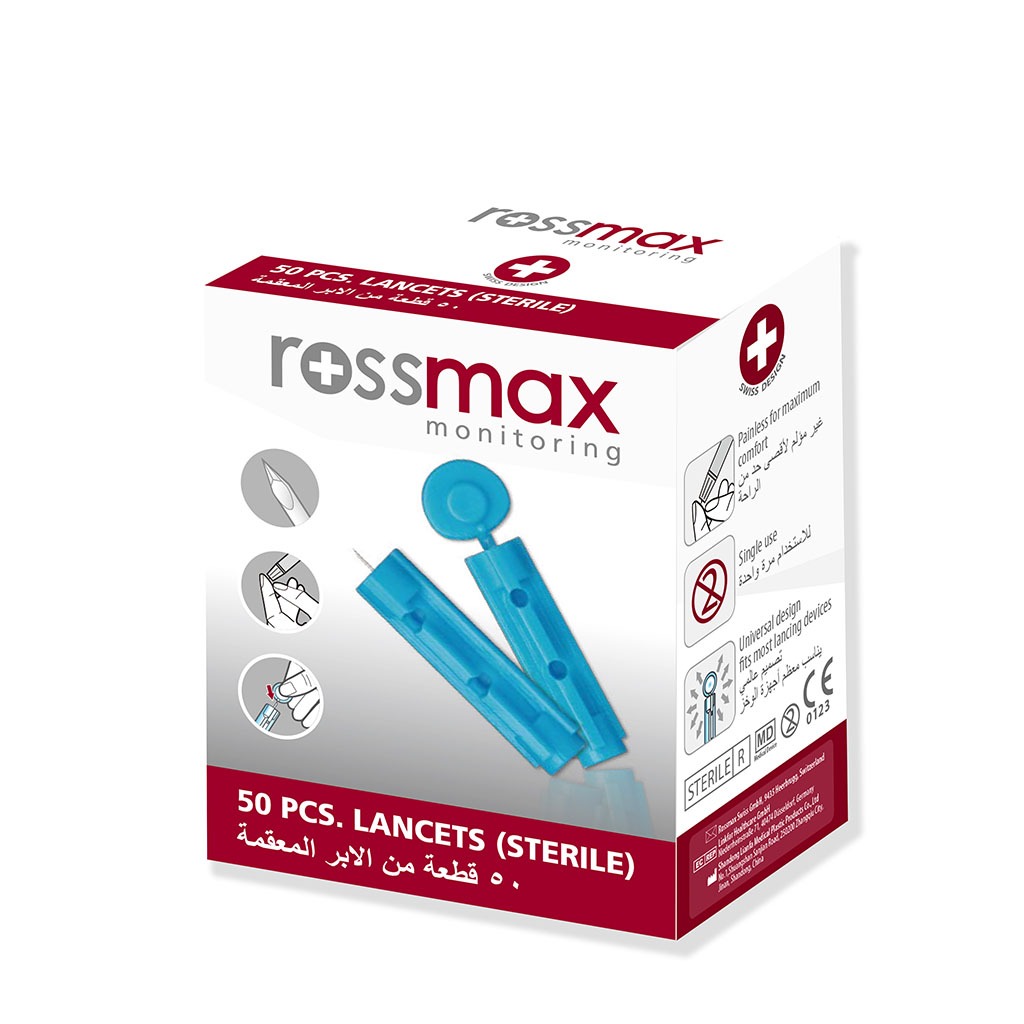 Rossmax Blood Sugar Sterile Lancets For Lancing Device, Pack of 50's
