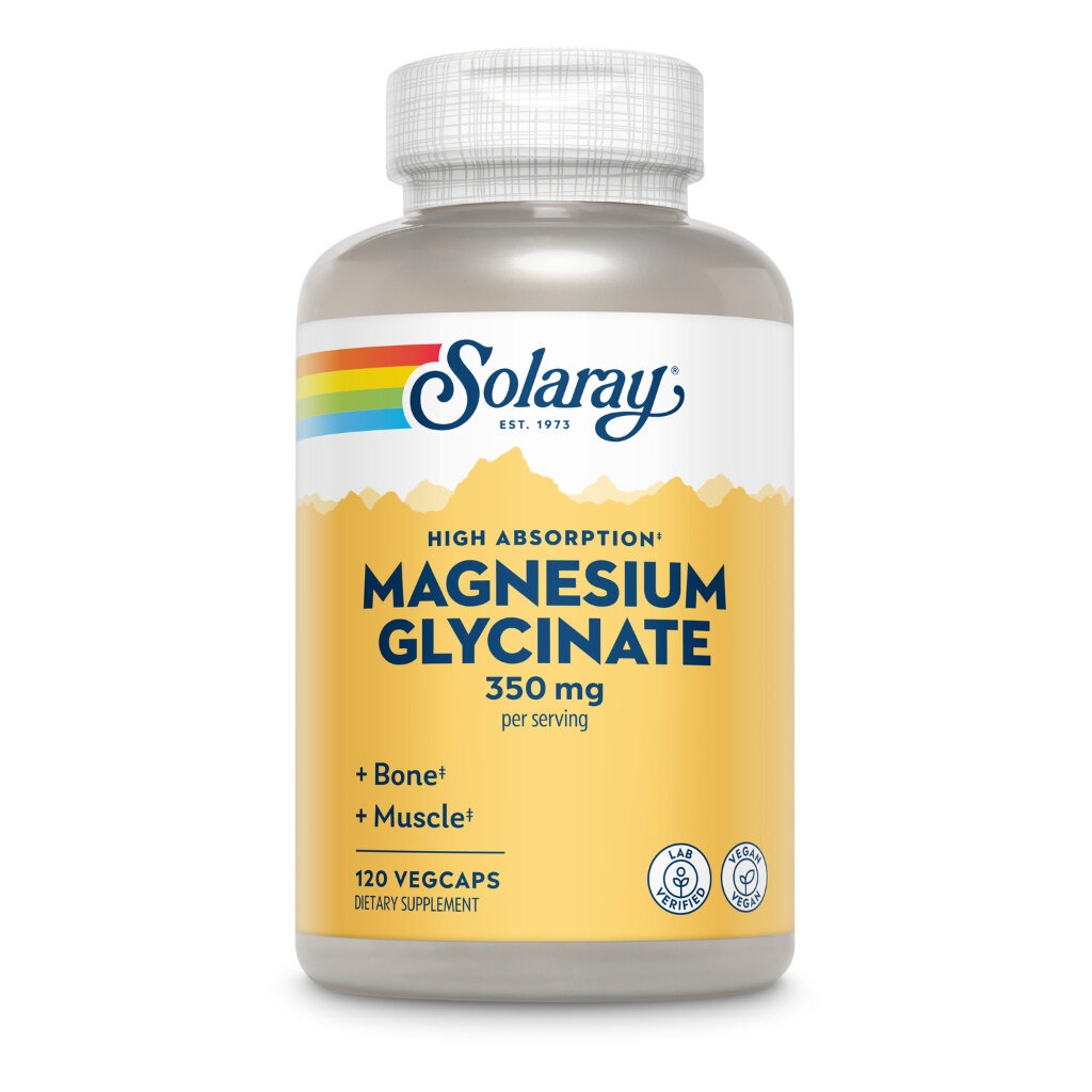 Solaray 350mg Magnesium Glycinate Vegetarian Capsules For Healthy Bones & Muscles , Pack of 120's